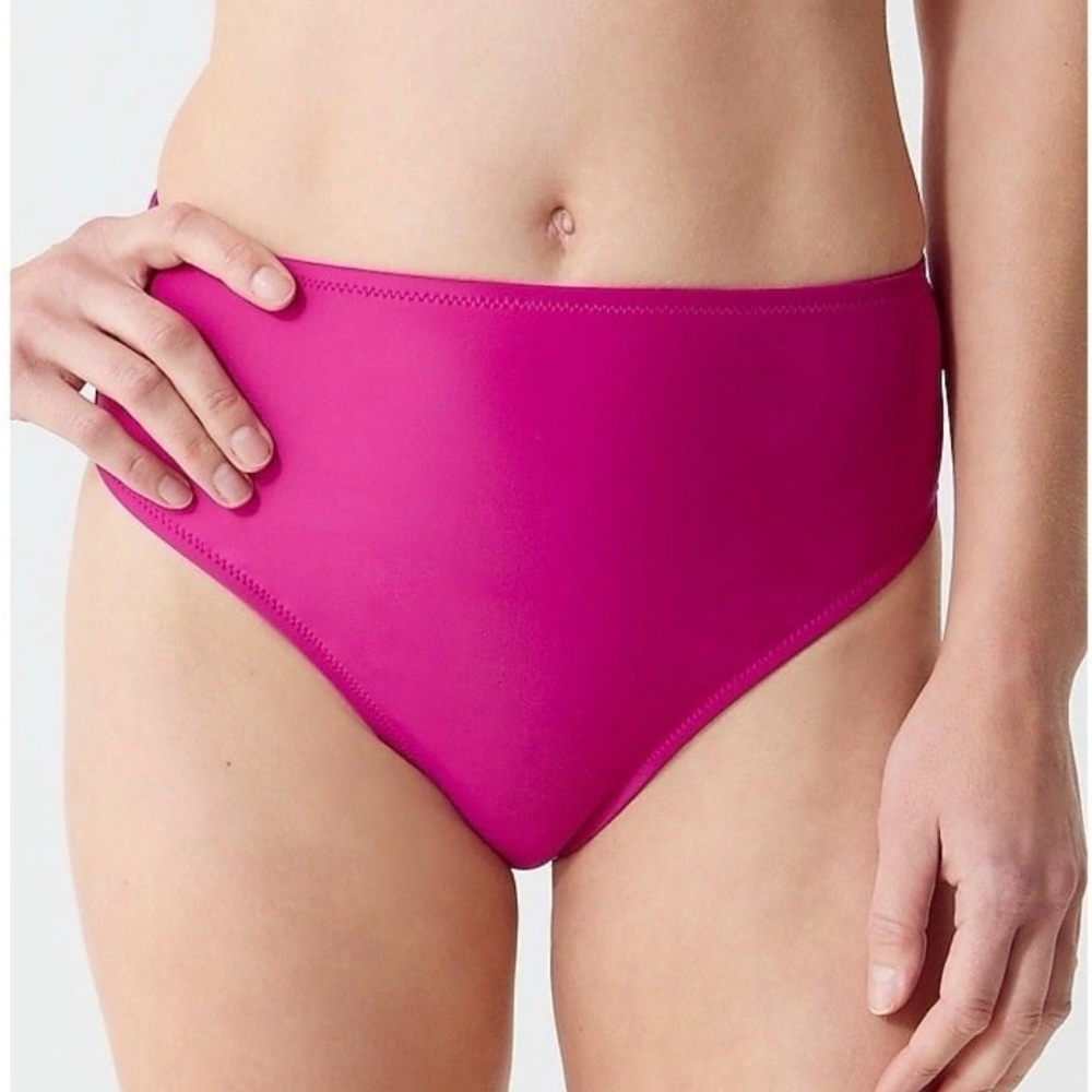 NWT J Crew High Rise Full Coverage Bikini Bottom Fuchsia Pink Swim Small Medium
